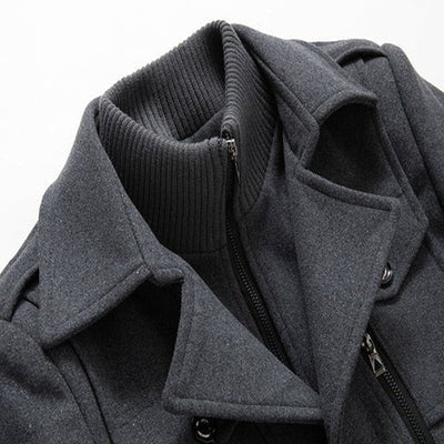 Daniel | Refined Wool Layered-Collar Peacoat Jacket - Valereo