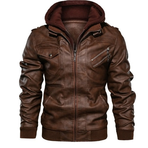 Ethan | Modern Hooded Leather Jacket - Valereo