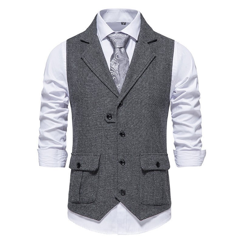 Jack | Refined Herringbone Tweed Vest - Valereo