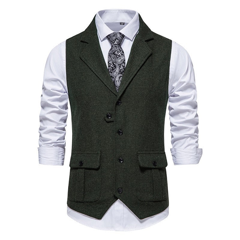 Jack | Refined Herringbone Tweed Vest - Valereo