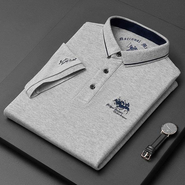 James | Classic Embroidered Contrast-Collar Polo Shirt - Valereo