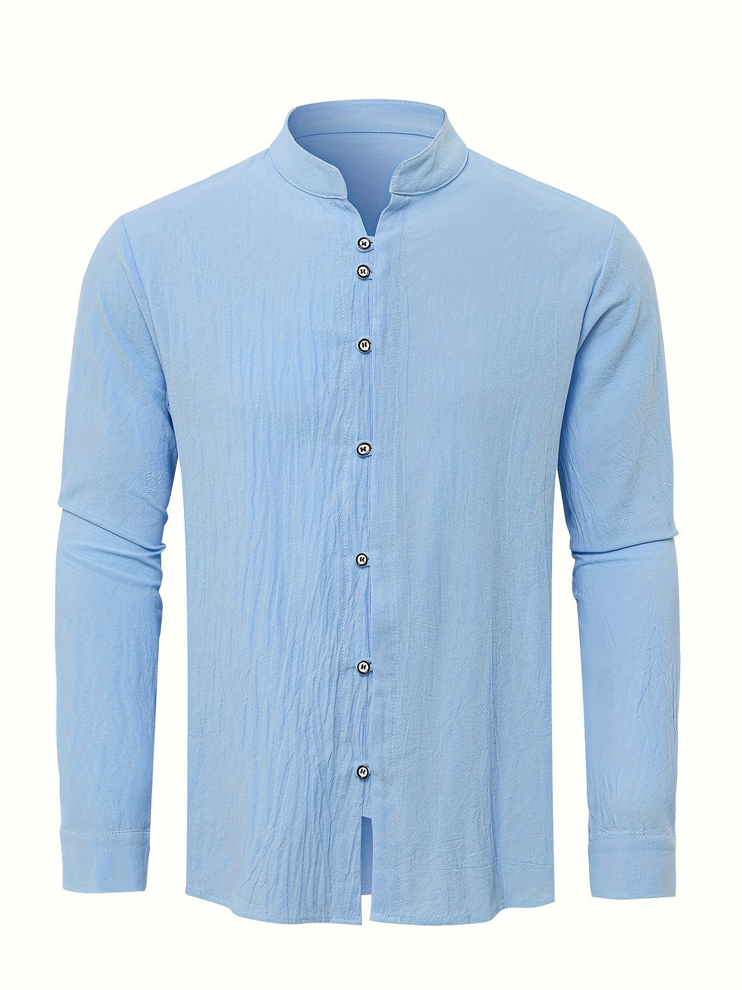 James | Relaxed Band Collar Cotton Shirt - Valereo