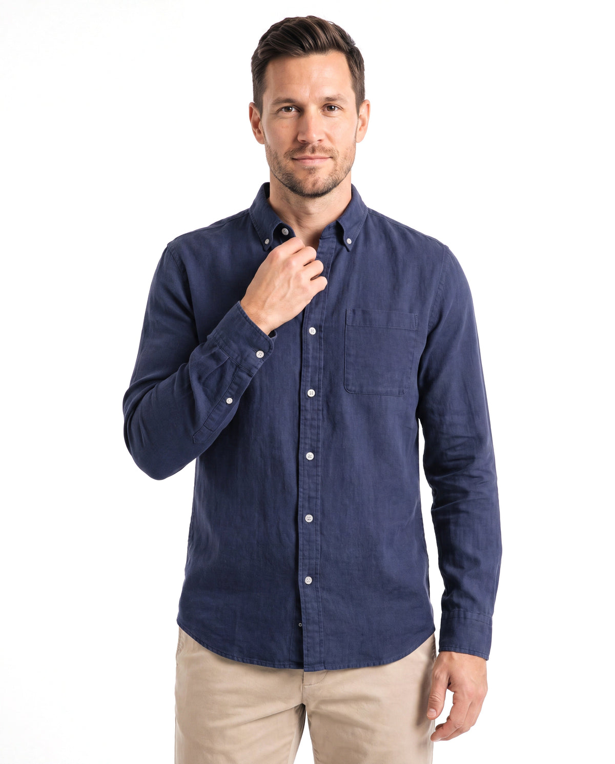 James | Relaxed Linen Button-Up Shirt - Valereo