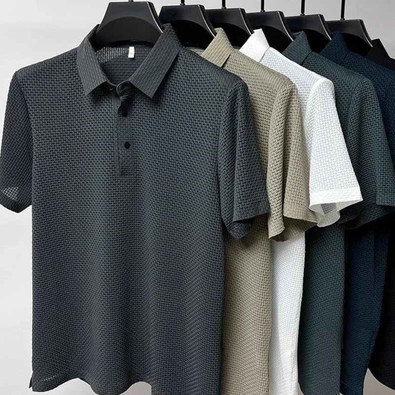 Jason | Elegant Waffle Knit Polo Shirt - Valereo