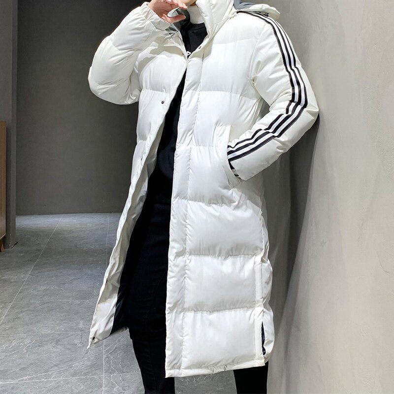 Jason | Modern Striped Long Puffer Jacket - Valereo