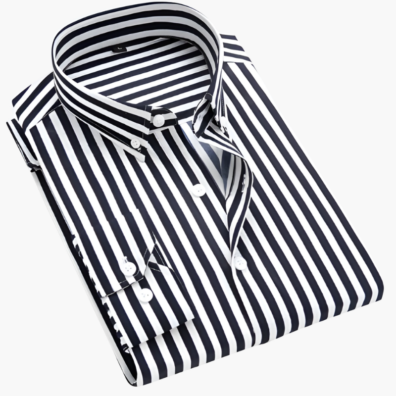 Jason | Refined Striped Button-Up Shirt - Valereo