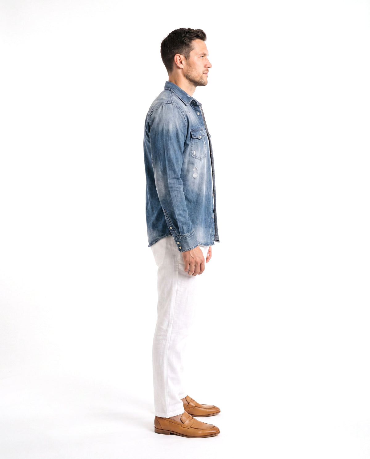 Jason | Stylish Denim Western Shirt - Valereo