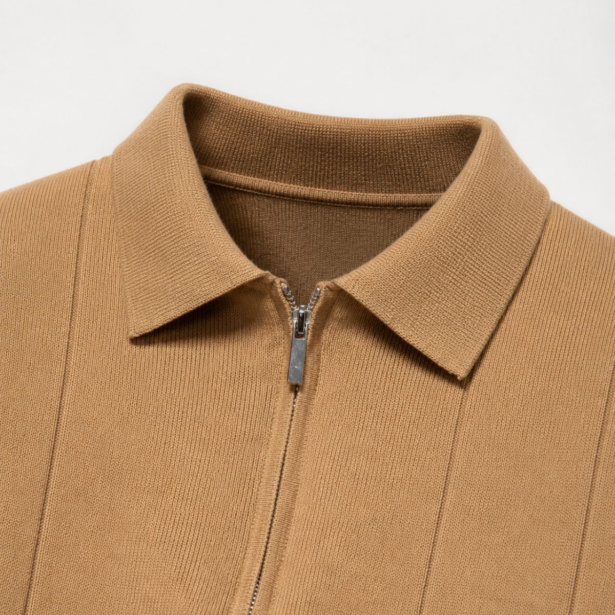 Jermaine | Refined Ribbed Zip Polo Shirt - Valereo