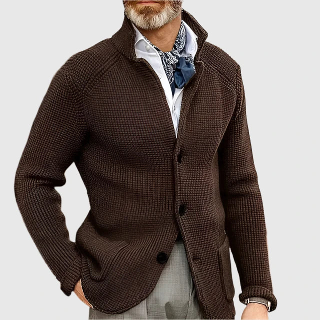 Julian | Refined Stand Collar Knit Cardigan - Valereo
