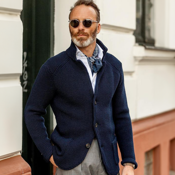 Julian | Refined Stand Collar Knit Cardigan - Valereo