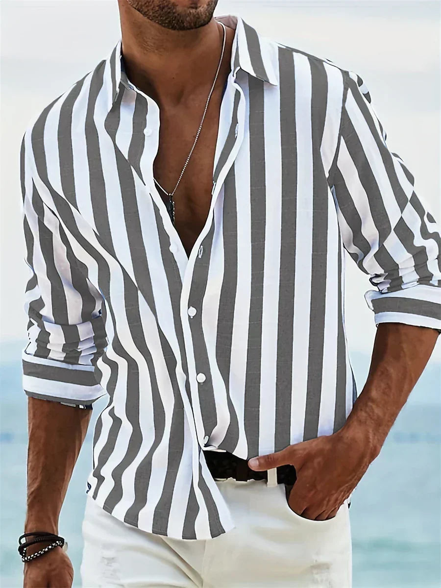 Julian | Relaxed Striped Button-Up Shirt - Valereo