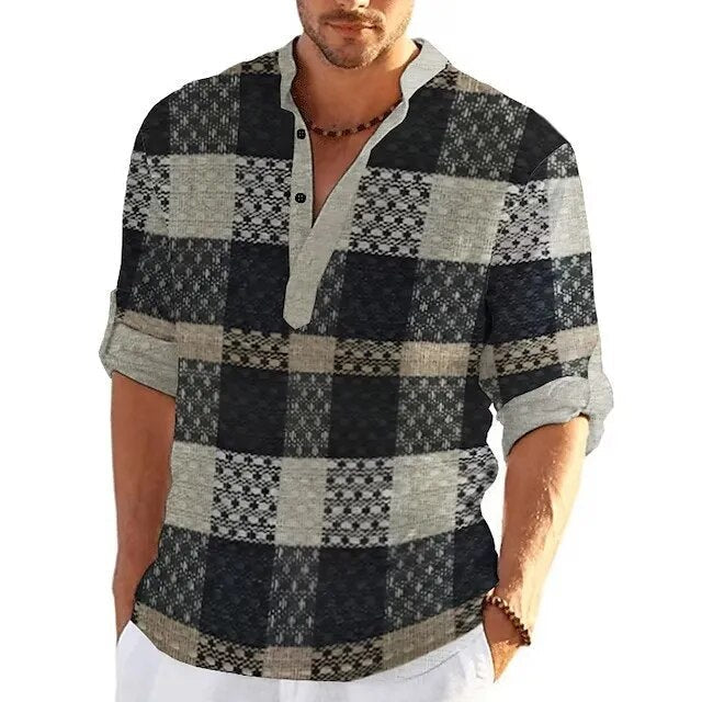 Julian | Stylish Patchwork Henley Polo Shirt - Valereo