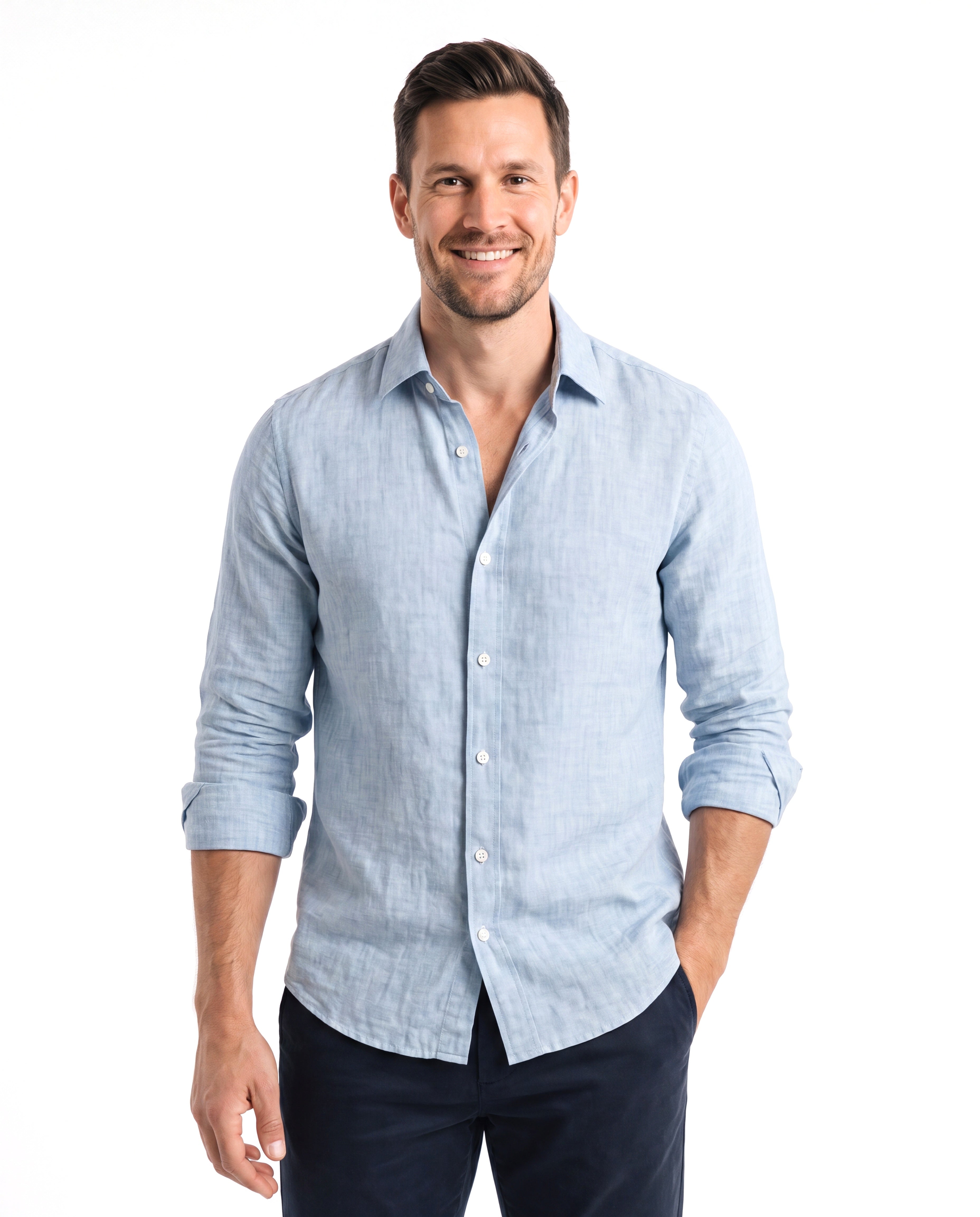 Men's Poplin Shirt with Slim Fit