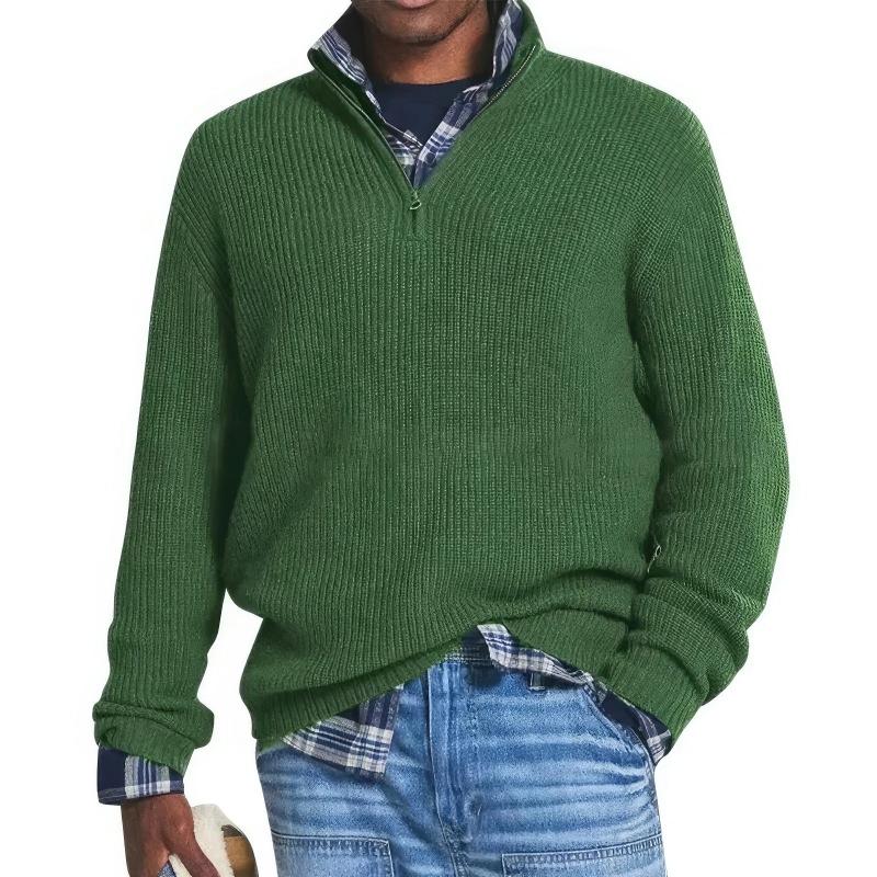 Marcus | Casual Quarter-Zip Ribbed Knit Sweater - Valereo