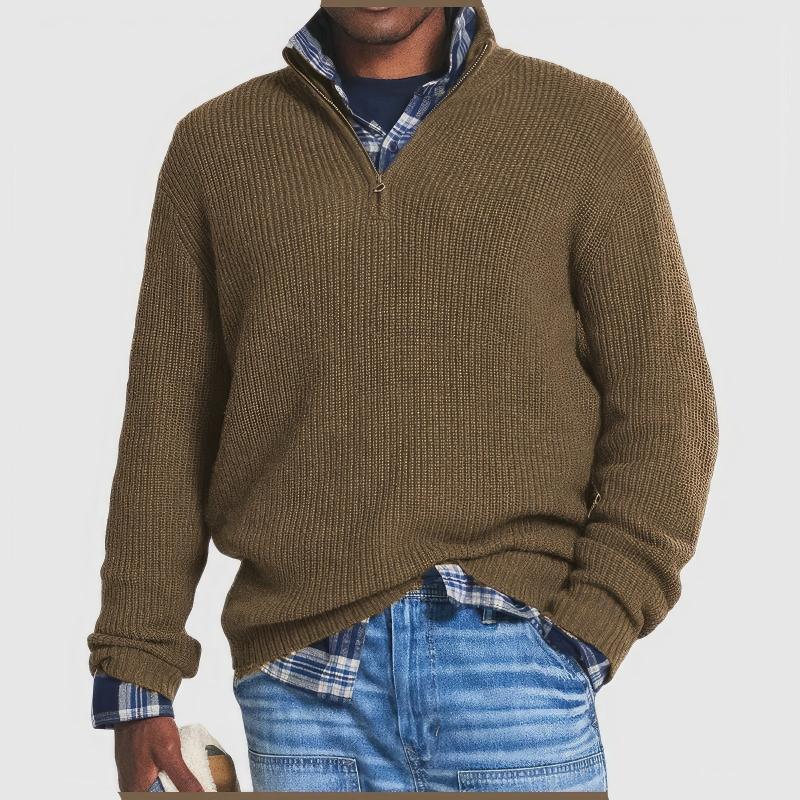 Marcus | Casual Quarter-Zip Ribbed Knit Sweater - Valereo