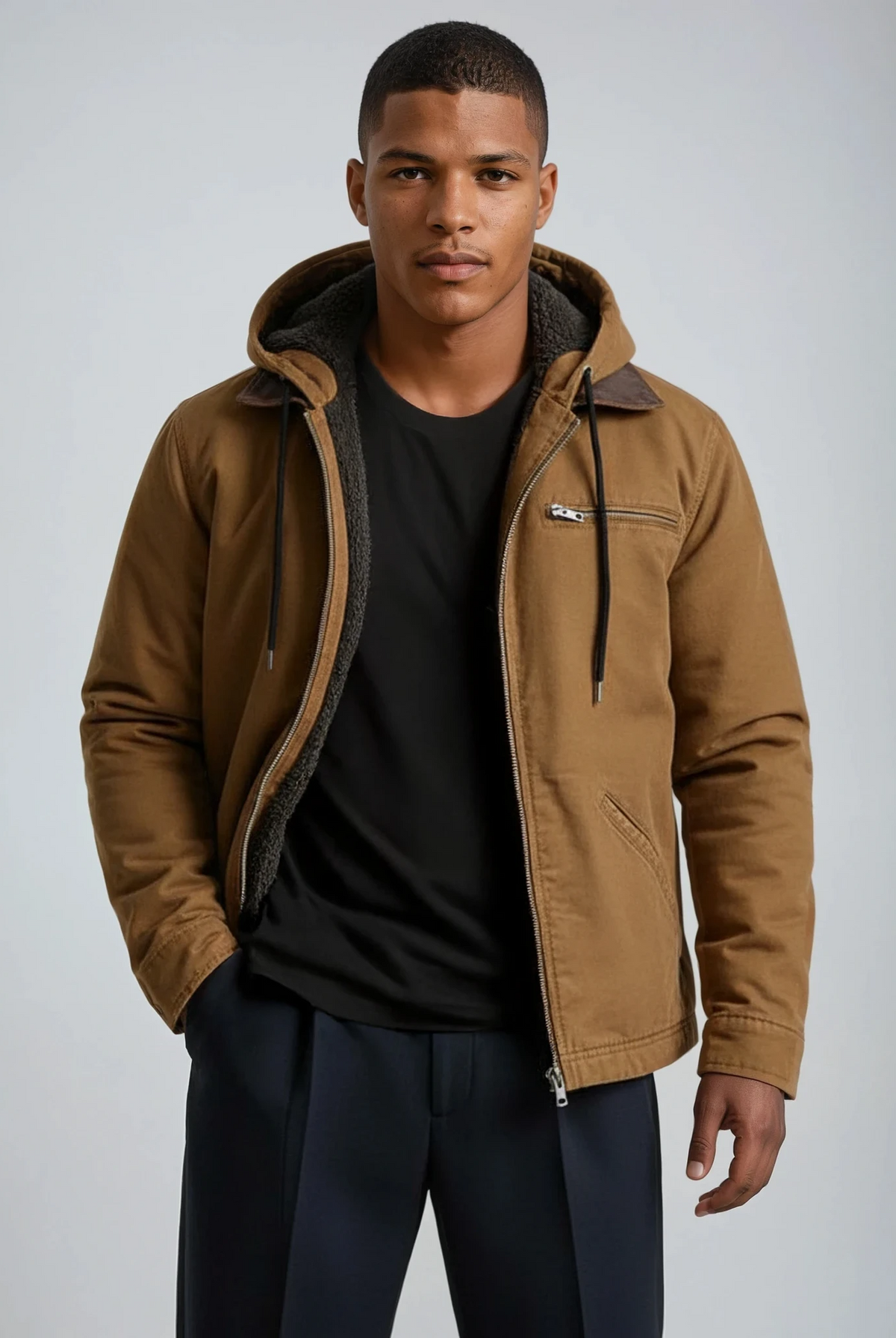 Marcus | Casual Sherpa-Lined Hooded Jacket - Valereo