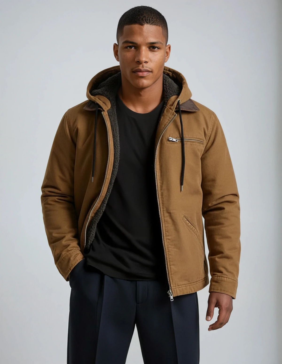 Marcus | Casual Sherpa-Lined Hooded Jacket - Valereo