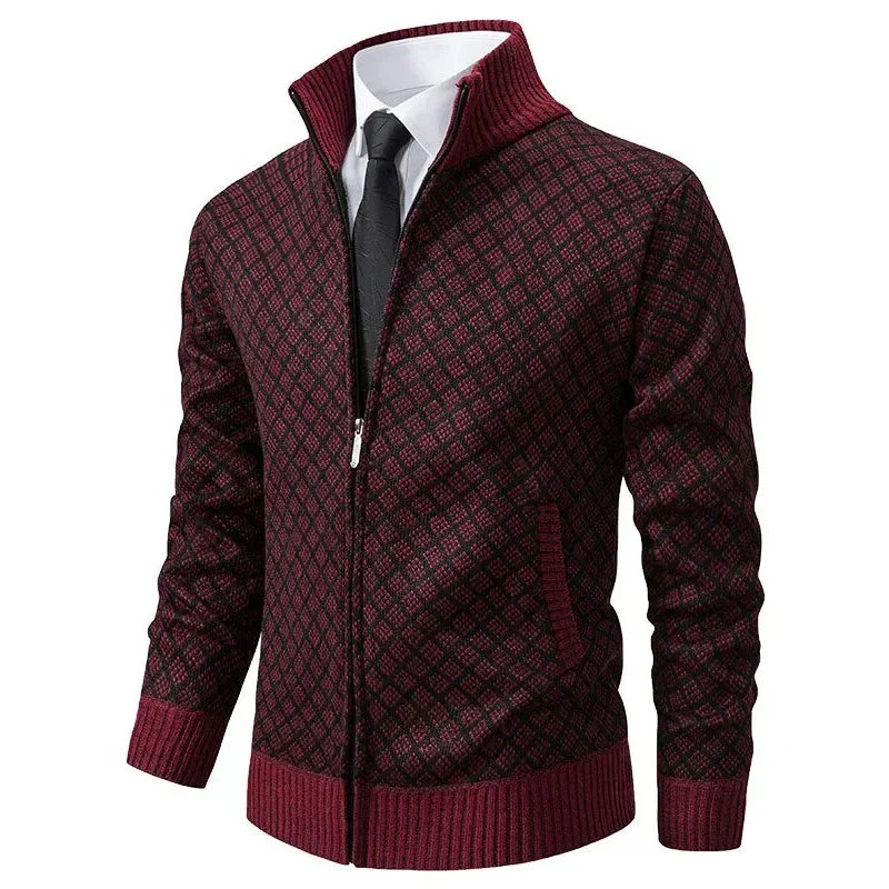 Mason | Stylish Diamond Knit Cardigan - Valereo