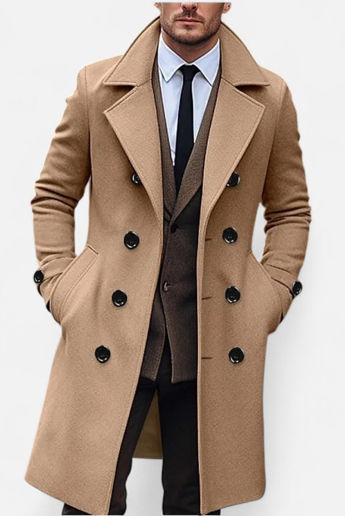 Matthew | Elegant Double-Breasted Wool Trench Coat - Valereo