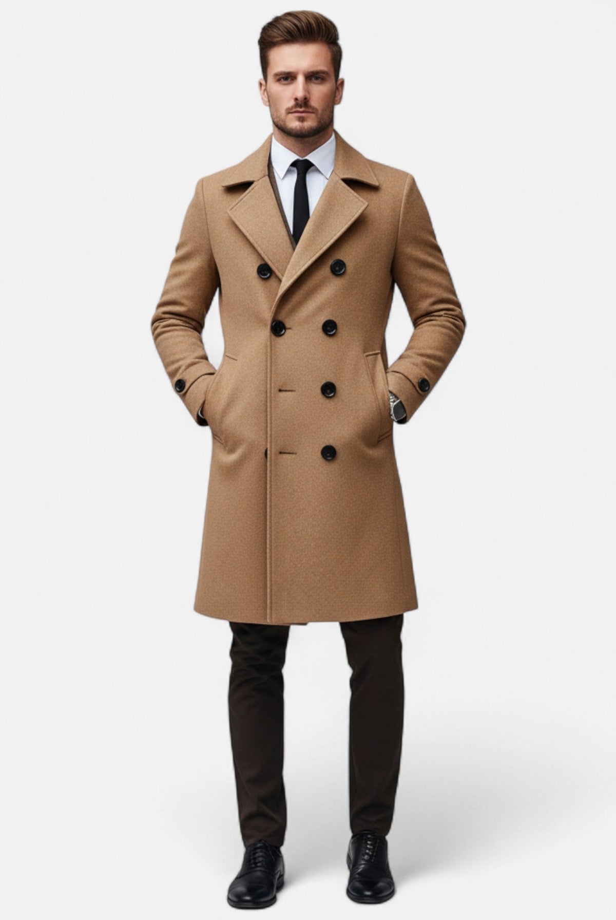 Matthew | Elegant Double-Breasted Wool Trench Coat - Valereo