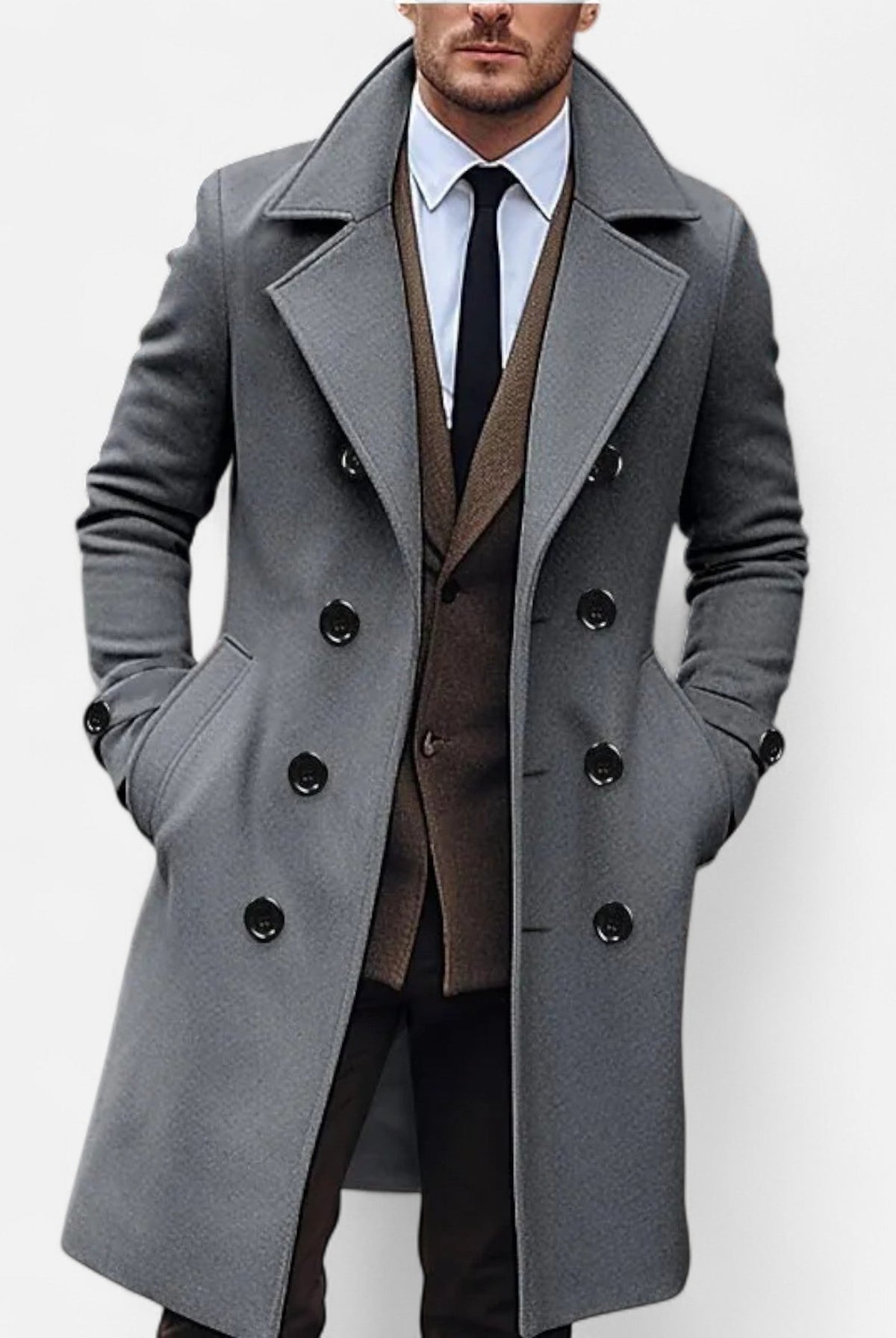 Matthew | Elegant Double-Breasted Wool Trench Coat - Valereo
