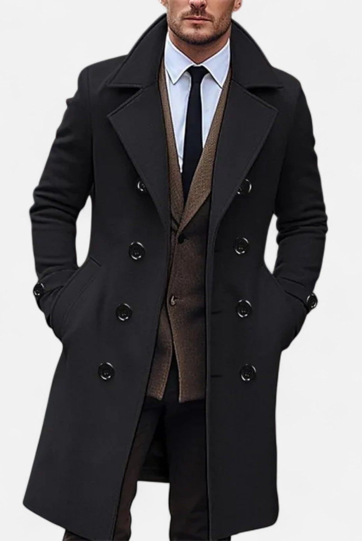 Matthew | Elegant Double-Breasted Wool Trench Coat - Valereo