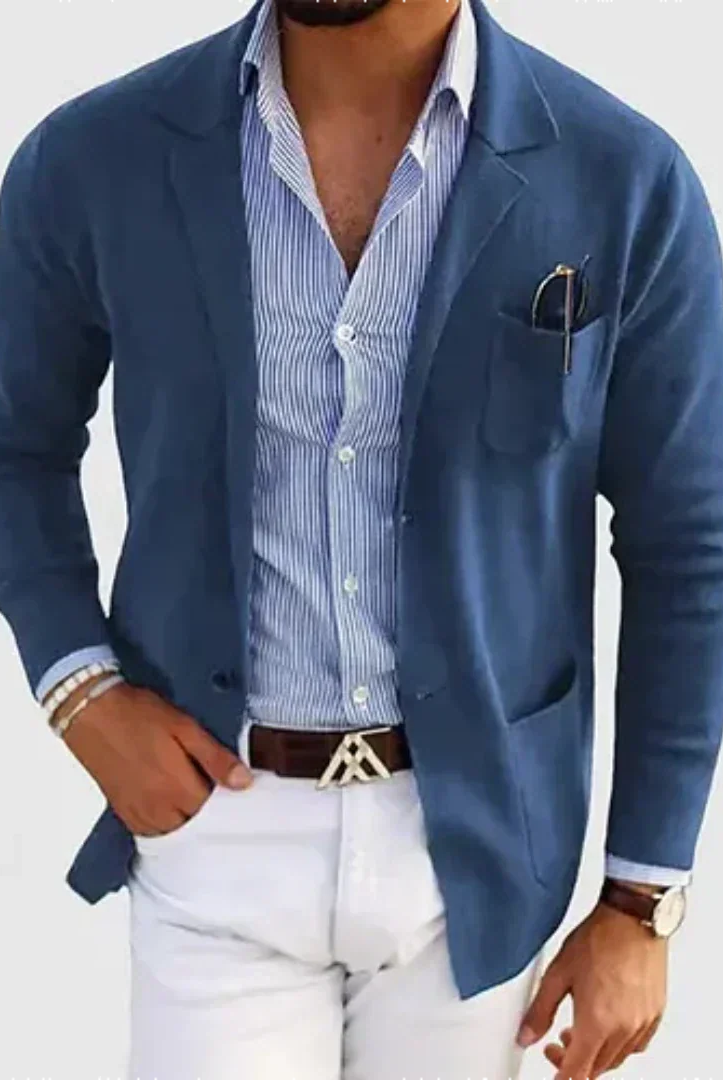 Matthew | Refined Knit Notched-Lapel Blazer - Valereo