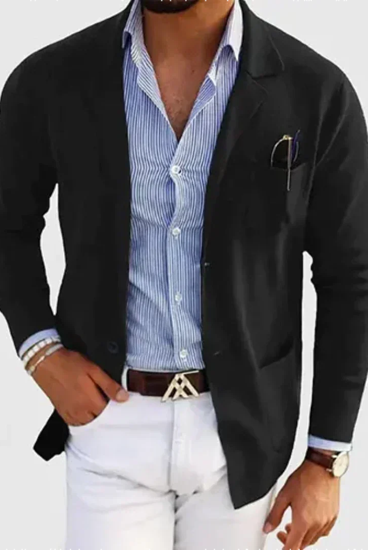 Matthew | Refined Knit Notched-Lapel Blazer - Valereo