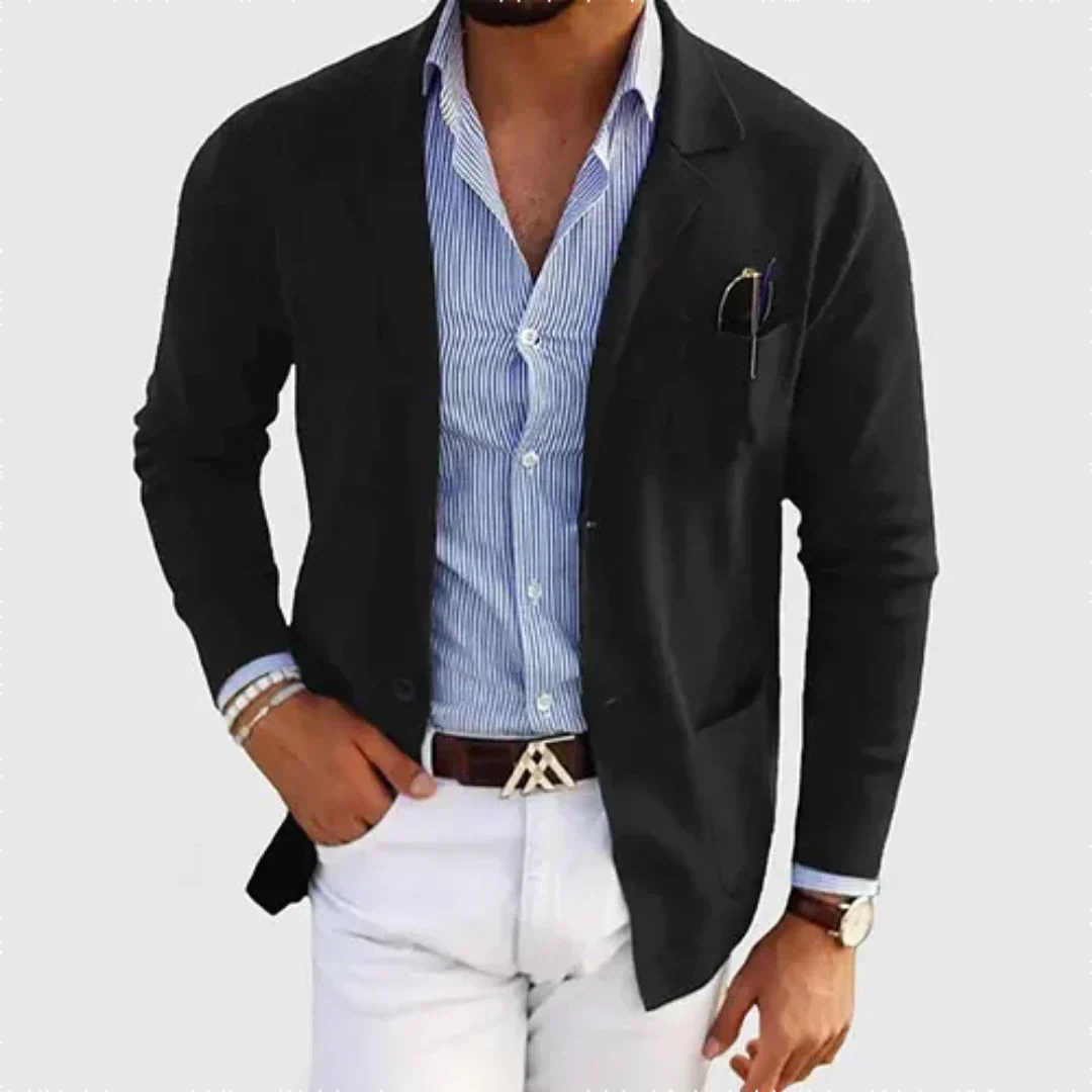 Matthew | Refined Knit Notched-Lapel Blazer - Valereo