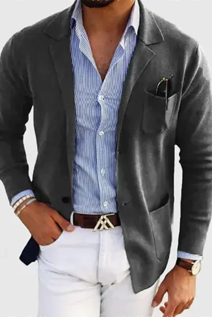 Matthew | Refined Knit Notched-Lapel Blazer - Valereo