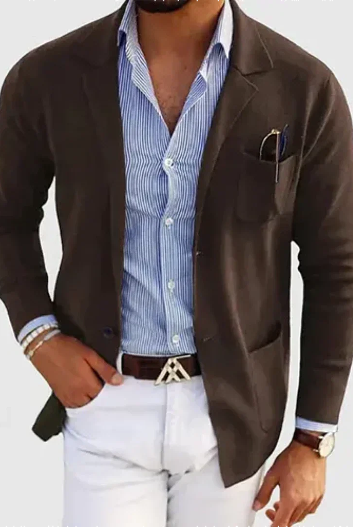 Matthew | Refined Knit Notched-Lapel Blazer - Valereo