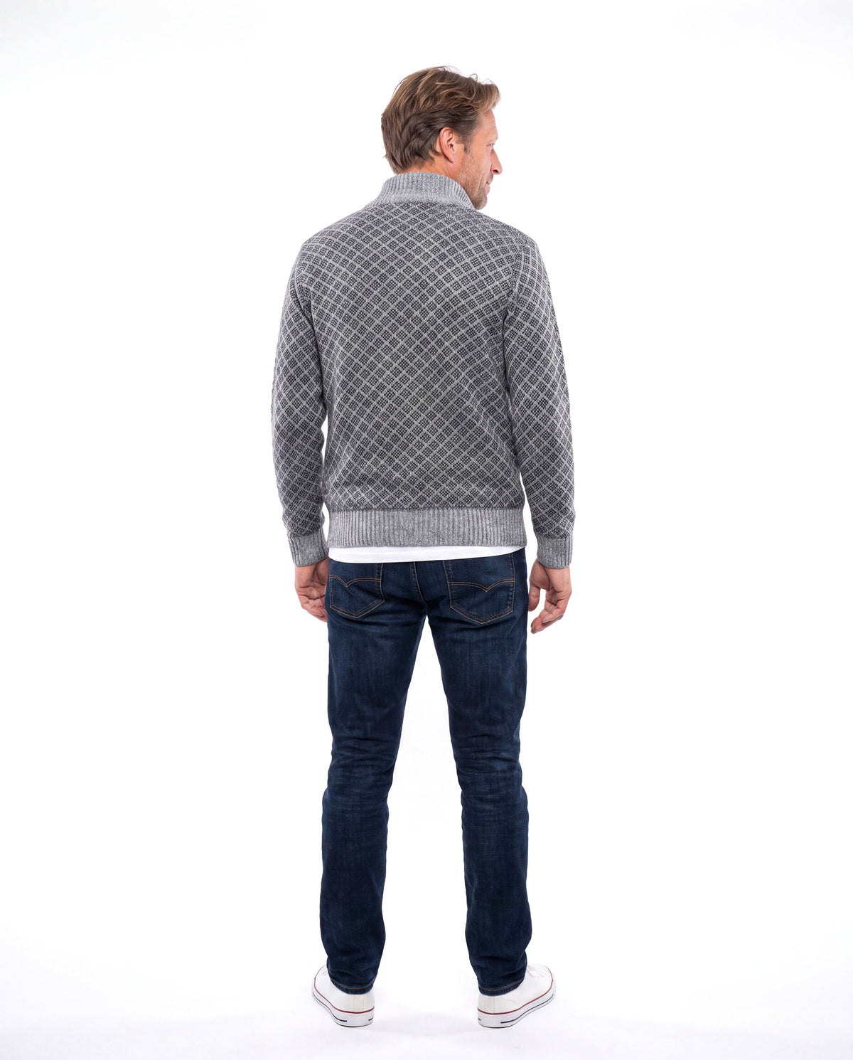 Michael | Casual Diamond Zip Cardigan - Valereo