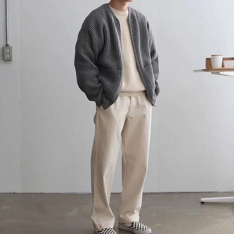 Nathan | Casual Ribbed Knit Zip Cardigan - Valereo