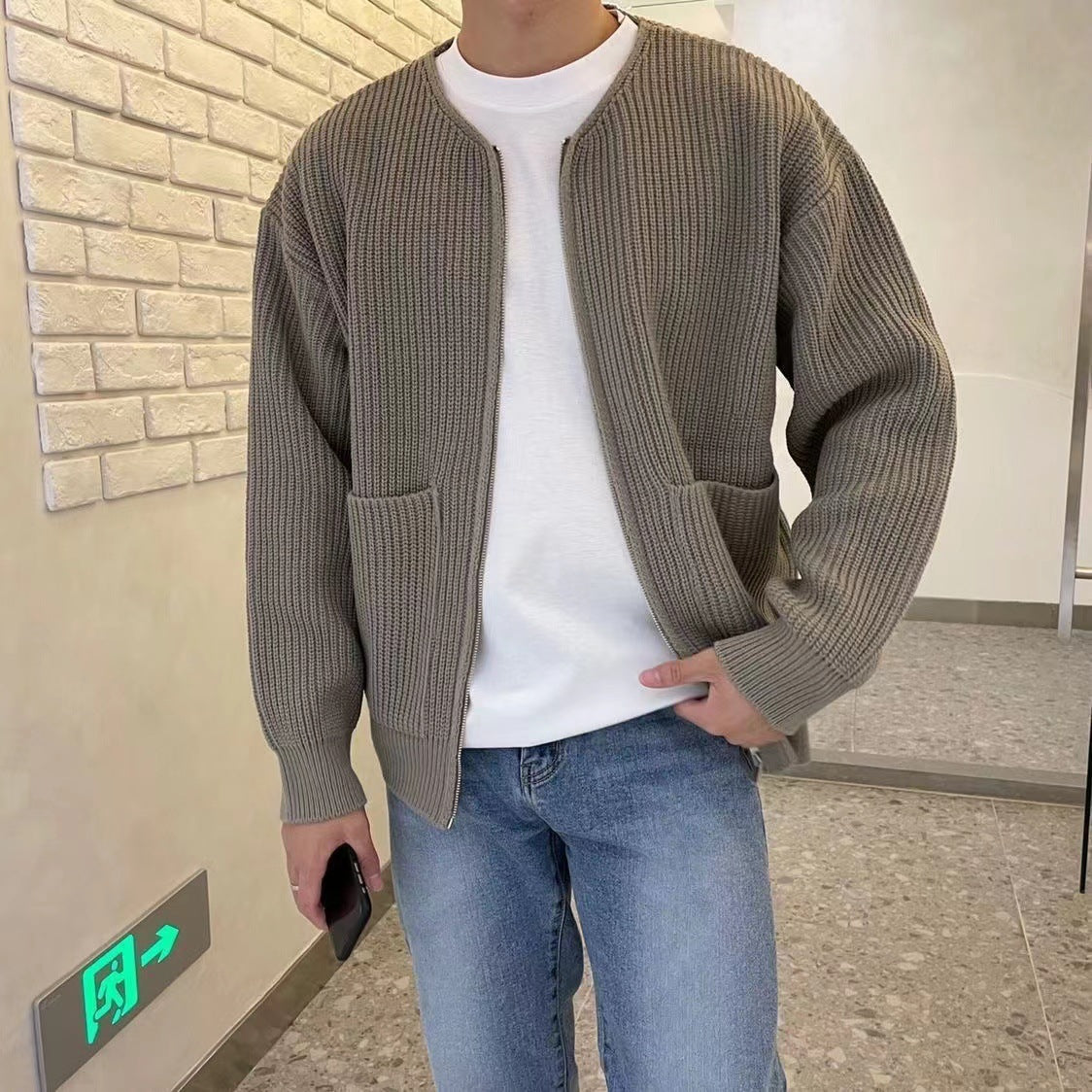 Nathan | Casual Ribbed Knit Zip Cardigan - Valereo