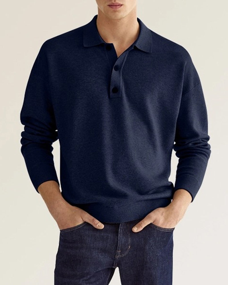 Nathan | Refined Knit Long-Sleeve Polo Shirt - Valereo