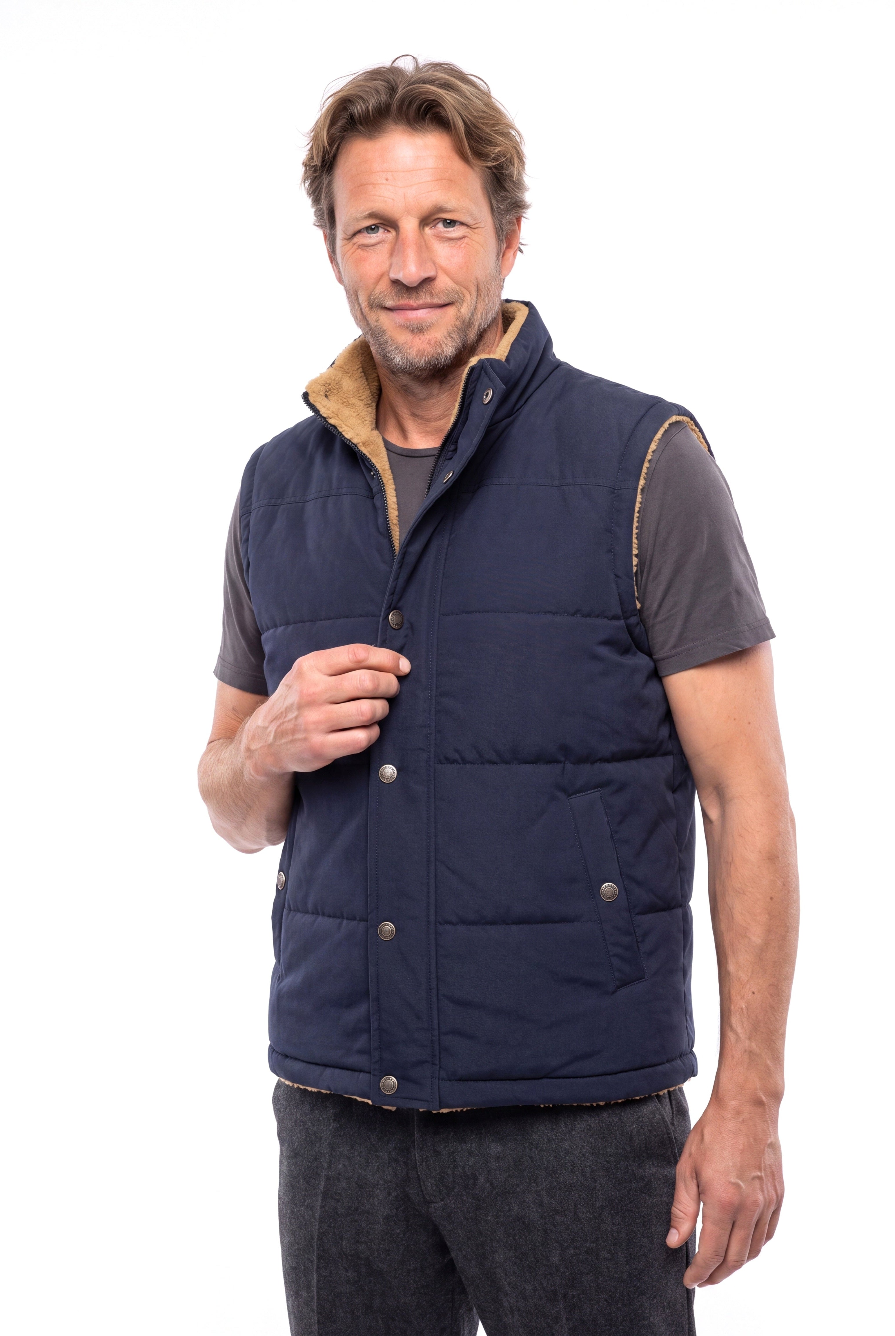 Men's Quilted Vest with Stand-Up Collar