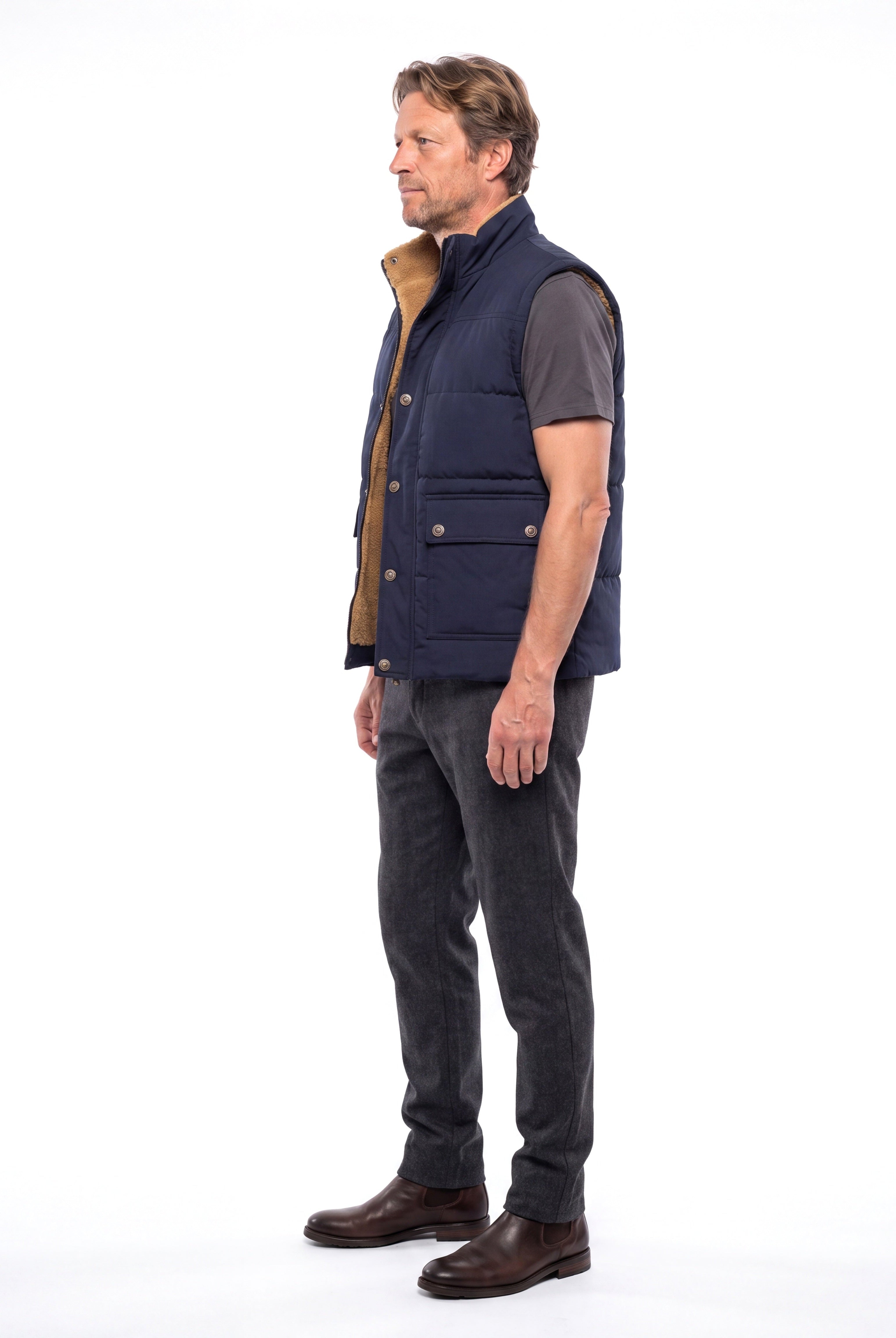 Men's Quilted Vest with Stand-Up Collar