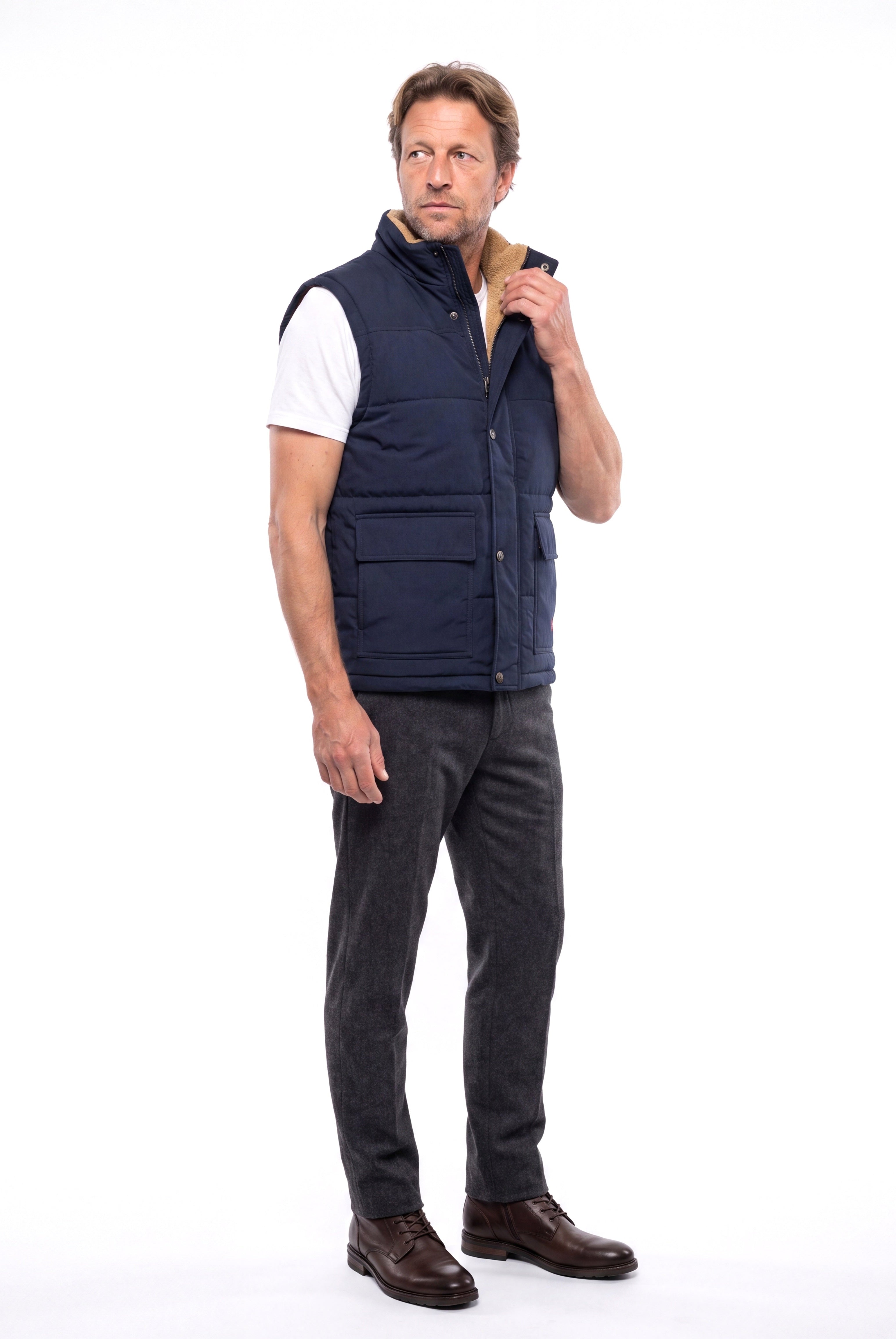 Men's Quilted Vest with Stand-Up Collar