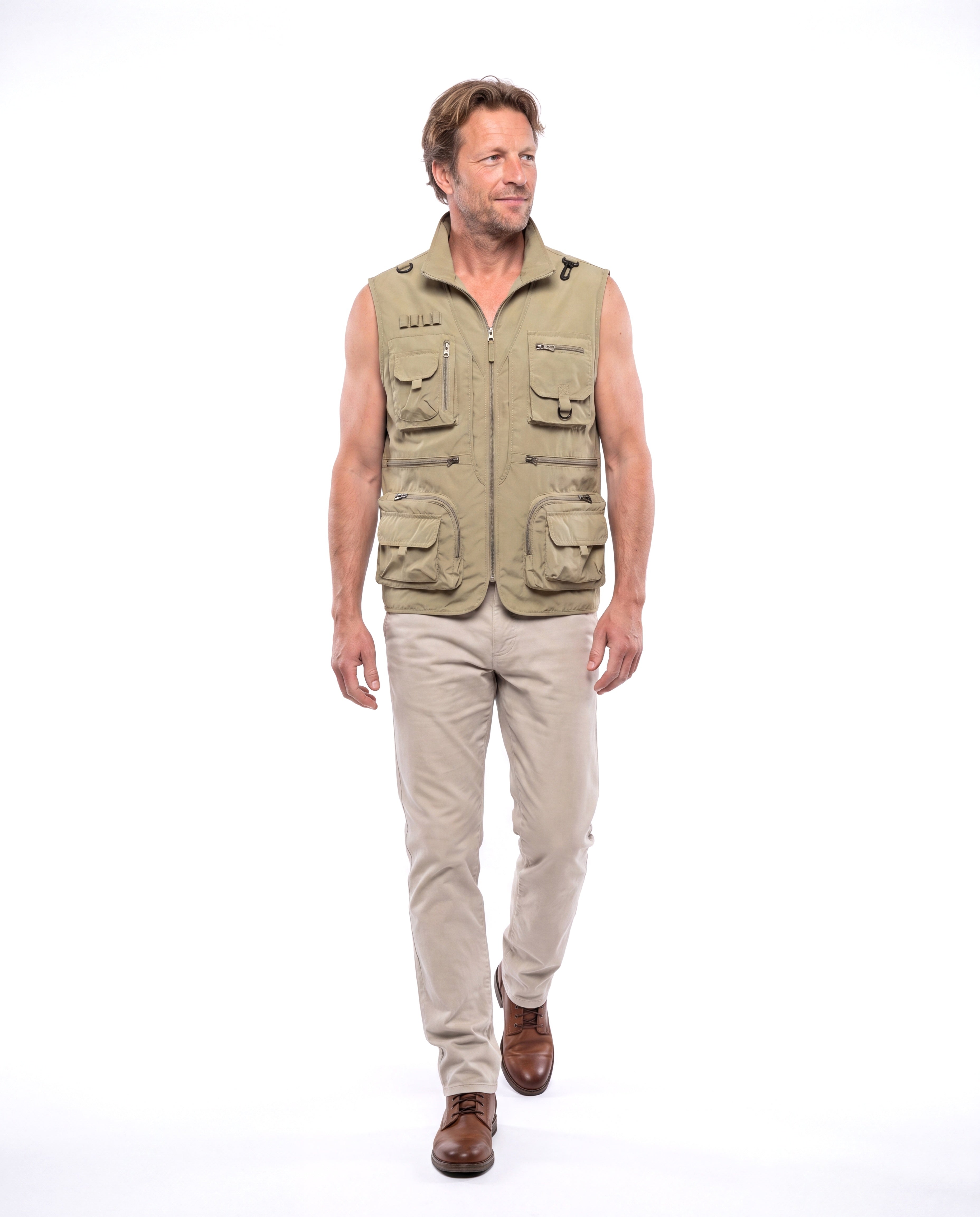 Men's Cotton Utility Vest with Multiple Pockets