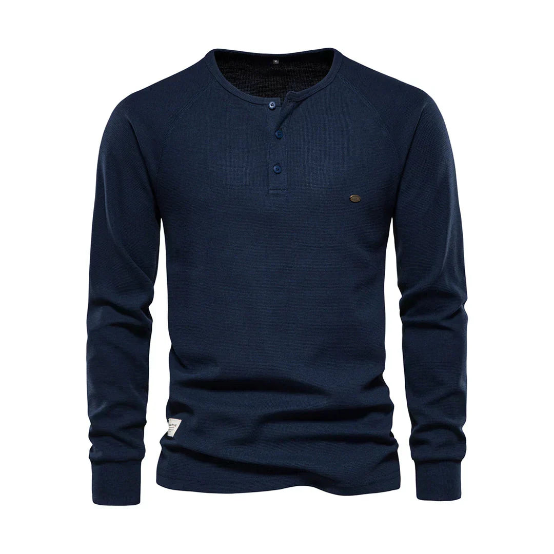 Oliver | Casual Waffle-Knit Henley Tee - Valereo