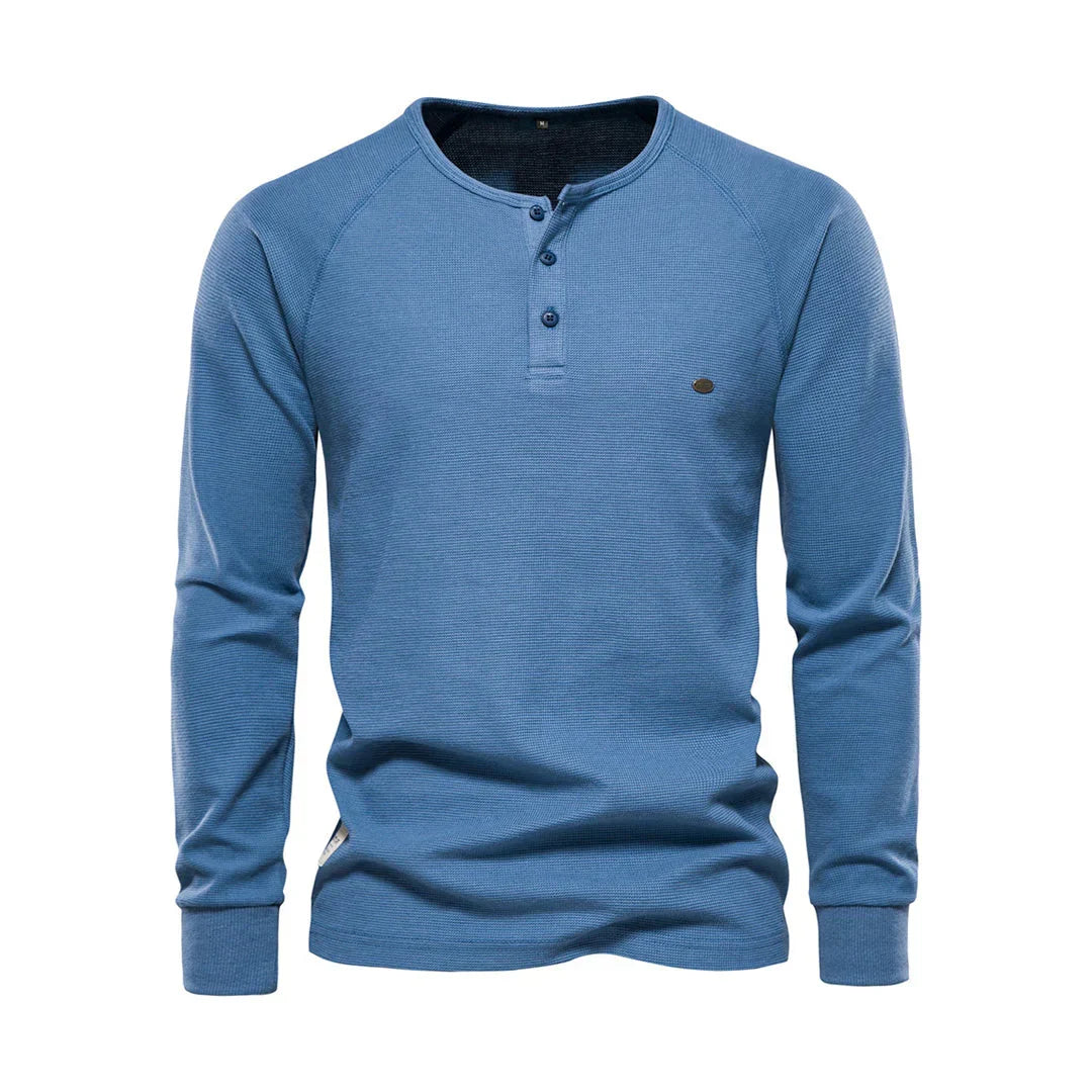 Oliver | Casual Waffle-Knit Henley Tee - Valereo