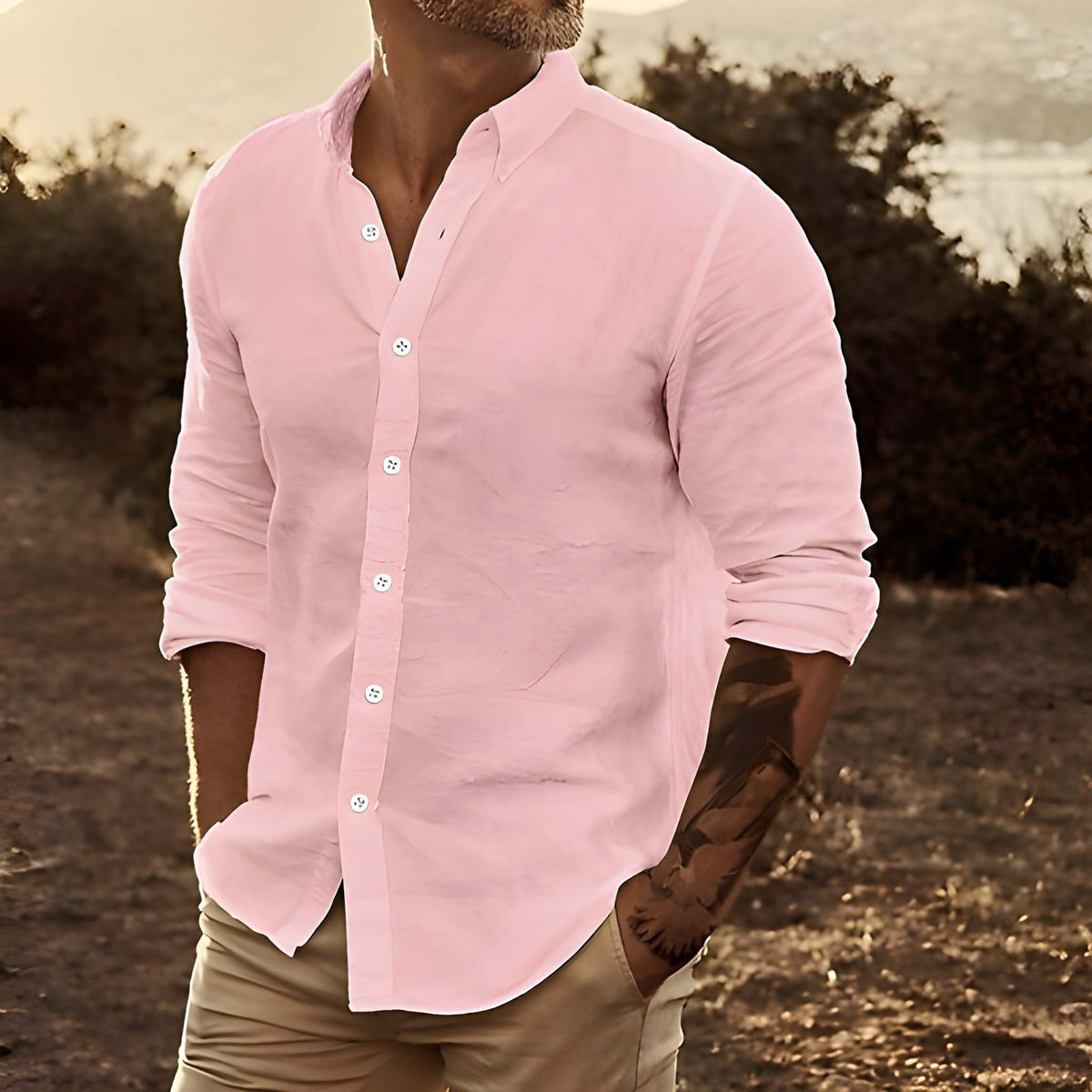 Ryan | Relaxed Linen Button-Up Shirt - Valereo