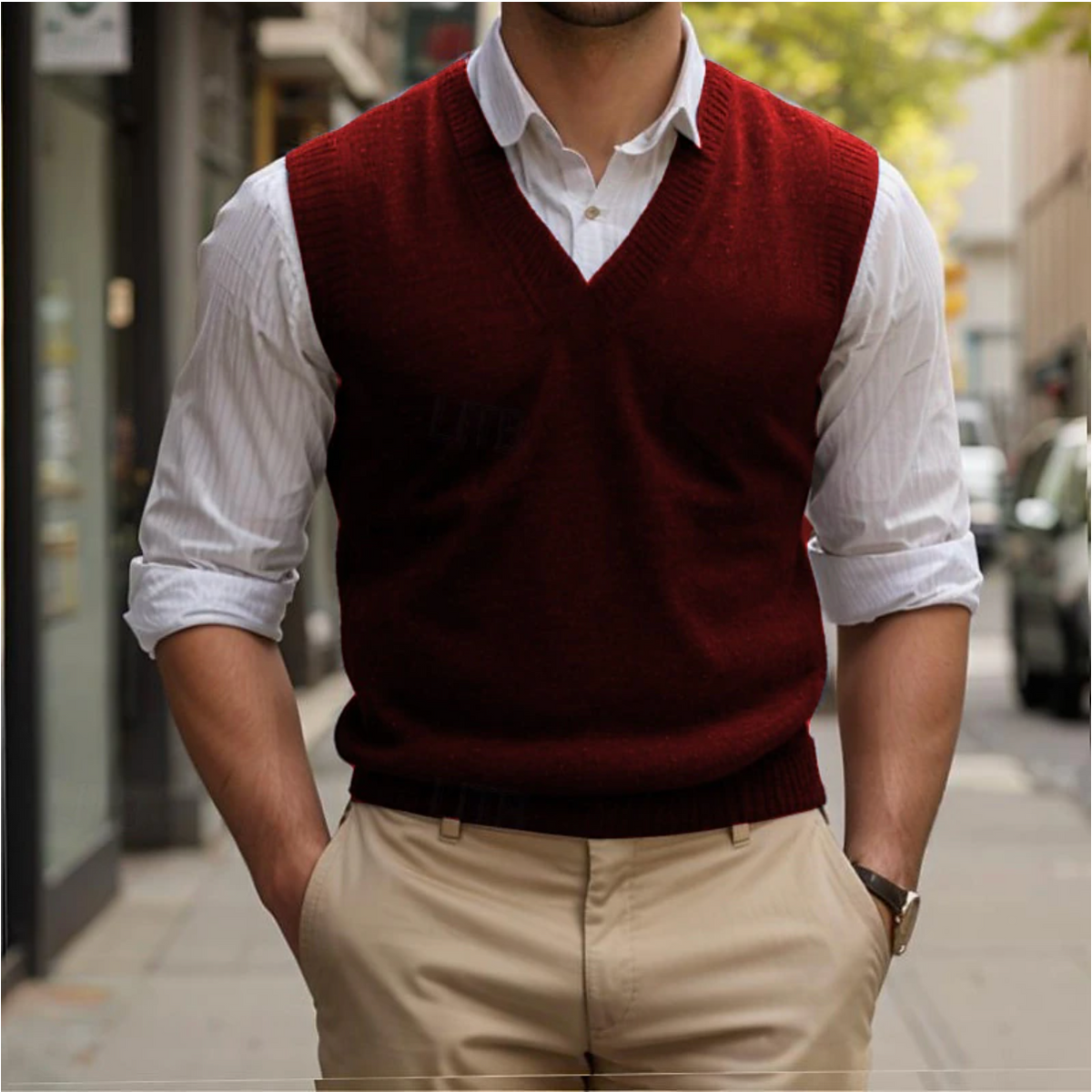 Vincent | Classic V-Neck Knit Sweater Vest - Valereo