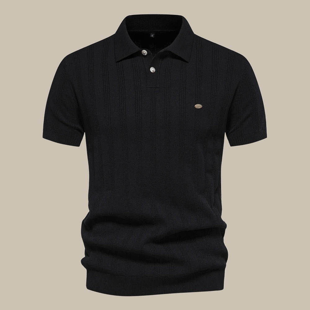 Vincent | Refined Ribbed Knit Polo Shirt - Valereo
