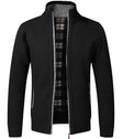 Men's Fleece-Lined Knit Cardigan Stand Collar