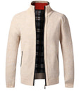 Men's Fleece-Lined Knit Cardigan Stand Collar