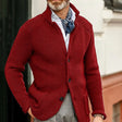 Men's Waffle Knit Cardigan Stand Collar