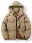Men's Puffer Jacket Hooded Drawstring Hem