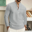 Men's Waffle Knit Henley Shirt Long Sleeve