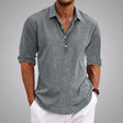 Men's Linen Popover Shirt Long Sleeve